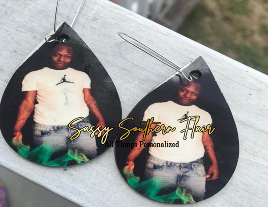 Custom Photo Tear Drop Earrings